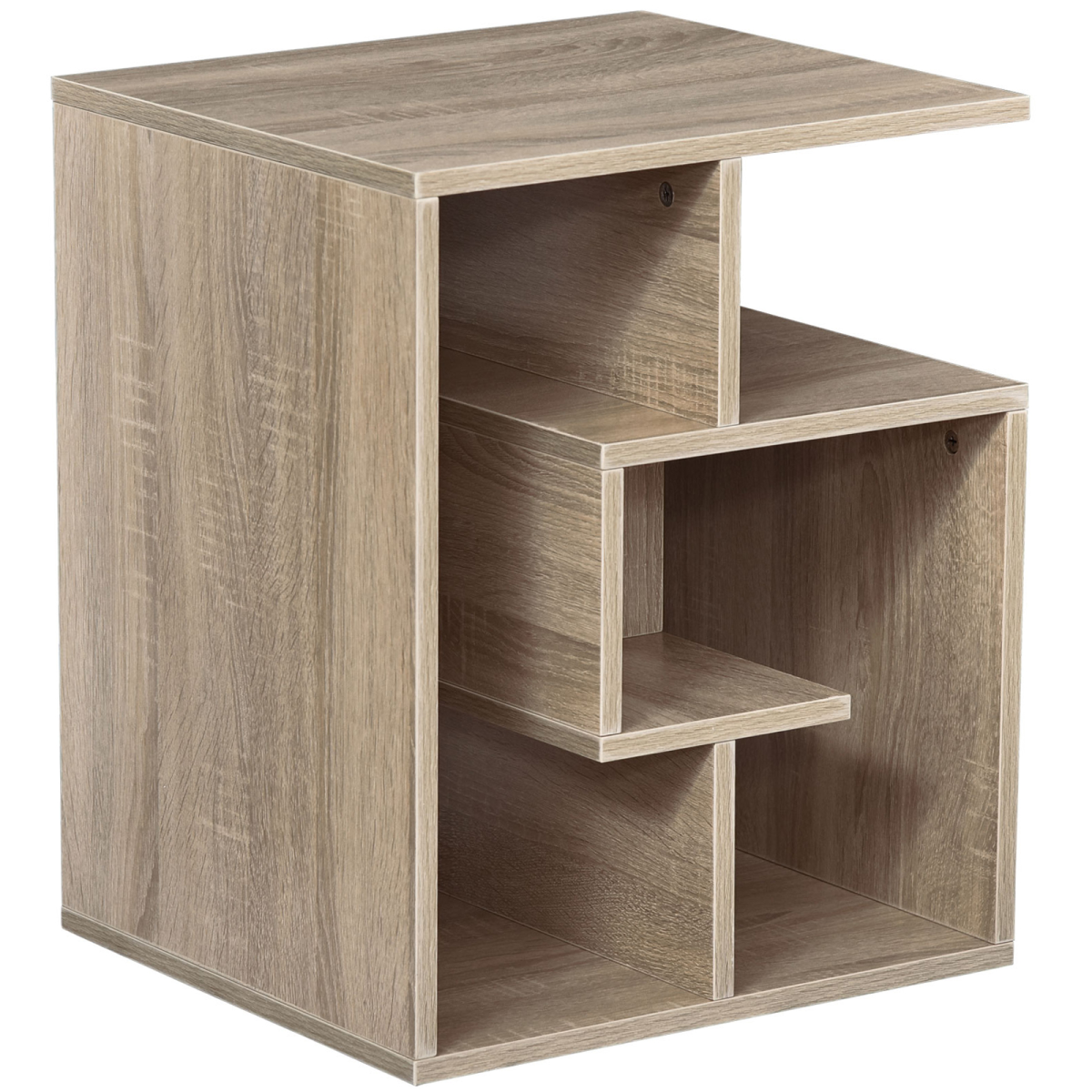 3-Tier Side End Table, 55H cm-Oak Colour