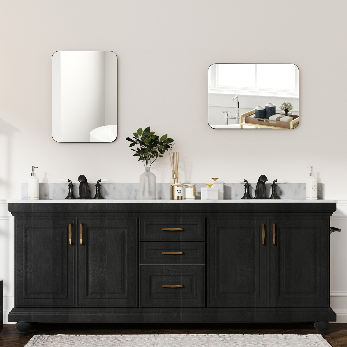 HOMCOM Rectangle Mirror, Wall Mirror with Steel Frame for Bathroom