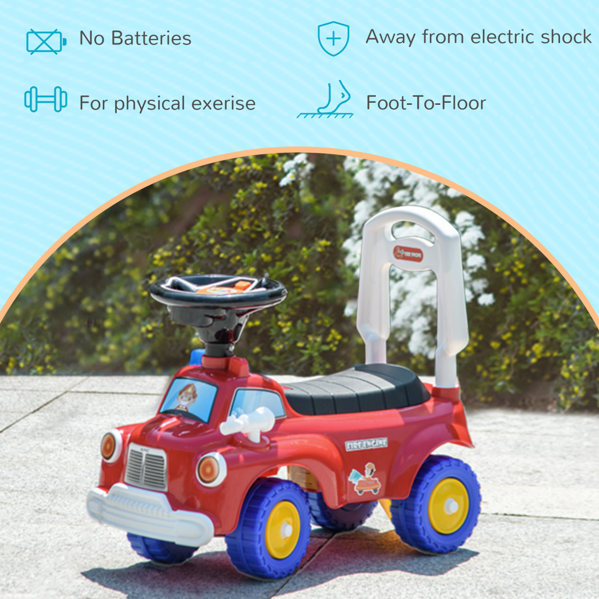 AIYAPLAY Ride On Car Foot to Floor Design with Under Seat Storage, Red