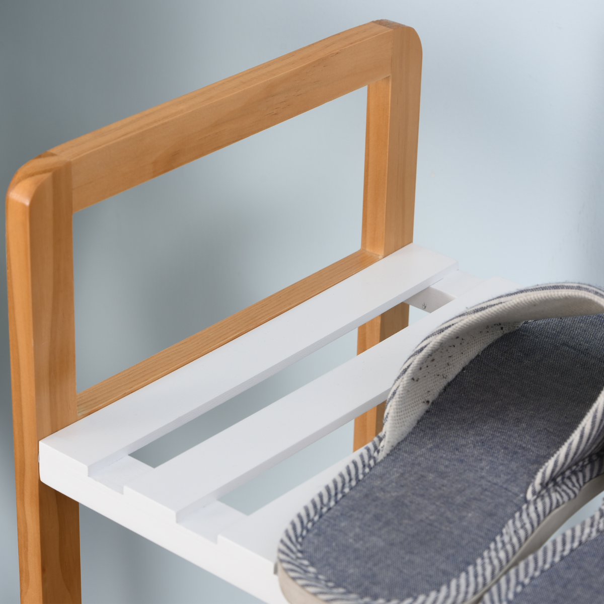 4-Tier Shoe Rack Simple Home Storage  Wood Frame Boot Compartment Home
