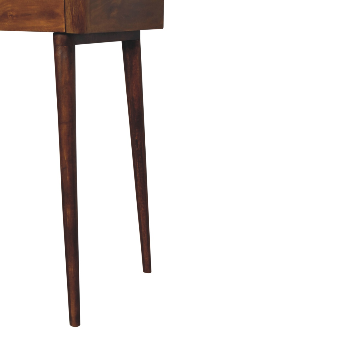 Artisan Furniture Solid Wood Elevated Chestnut Console Table, 2 Drawers, Dark Brown