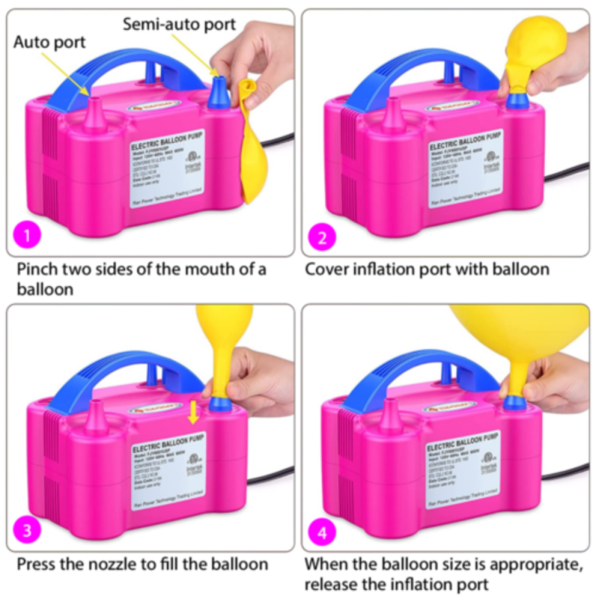 13000pa Electric Balloon Inflator Pump With Dual Nozzle Party Air Blower Xmas UK