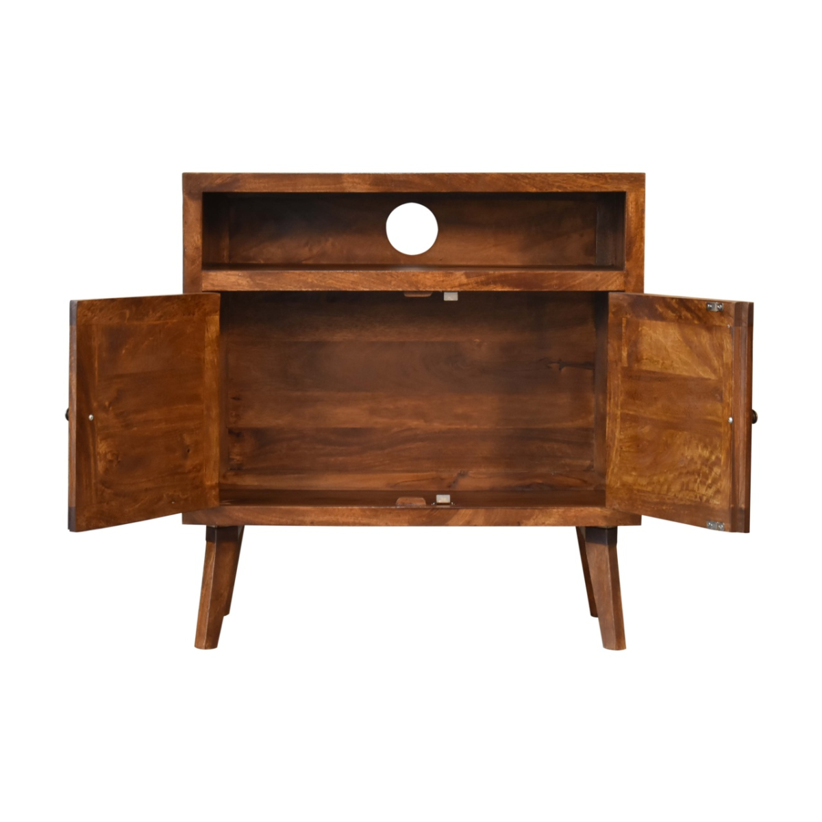 Artisan Furniture Solid Mango Wood Tova Open Shelf Cabinet