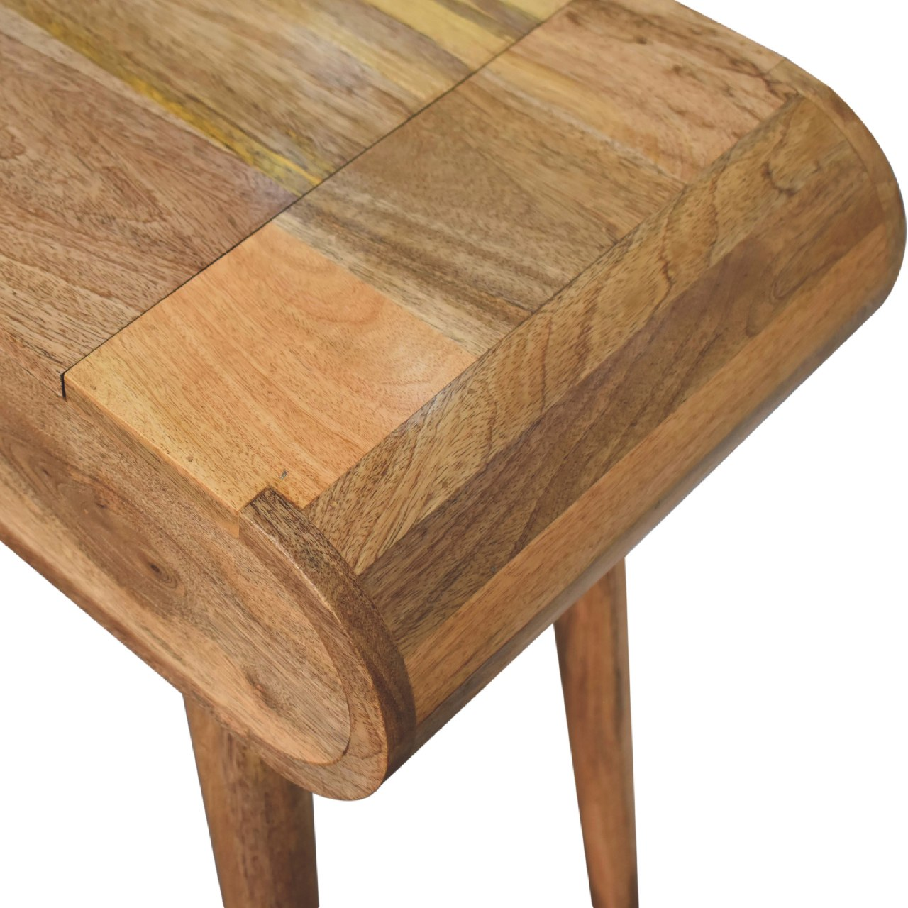 Artisan Furniture Solid Wood Mini Oak-ish Round Dressing Table, 4 Storage Compartments with mirror, Brown
