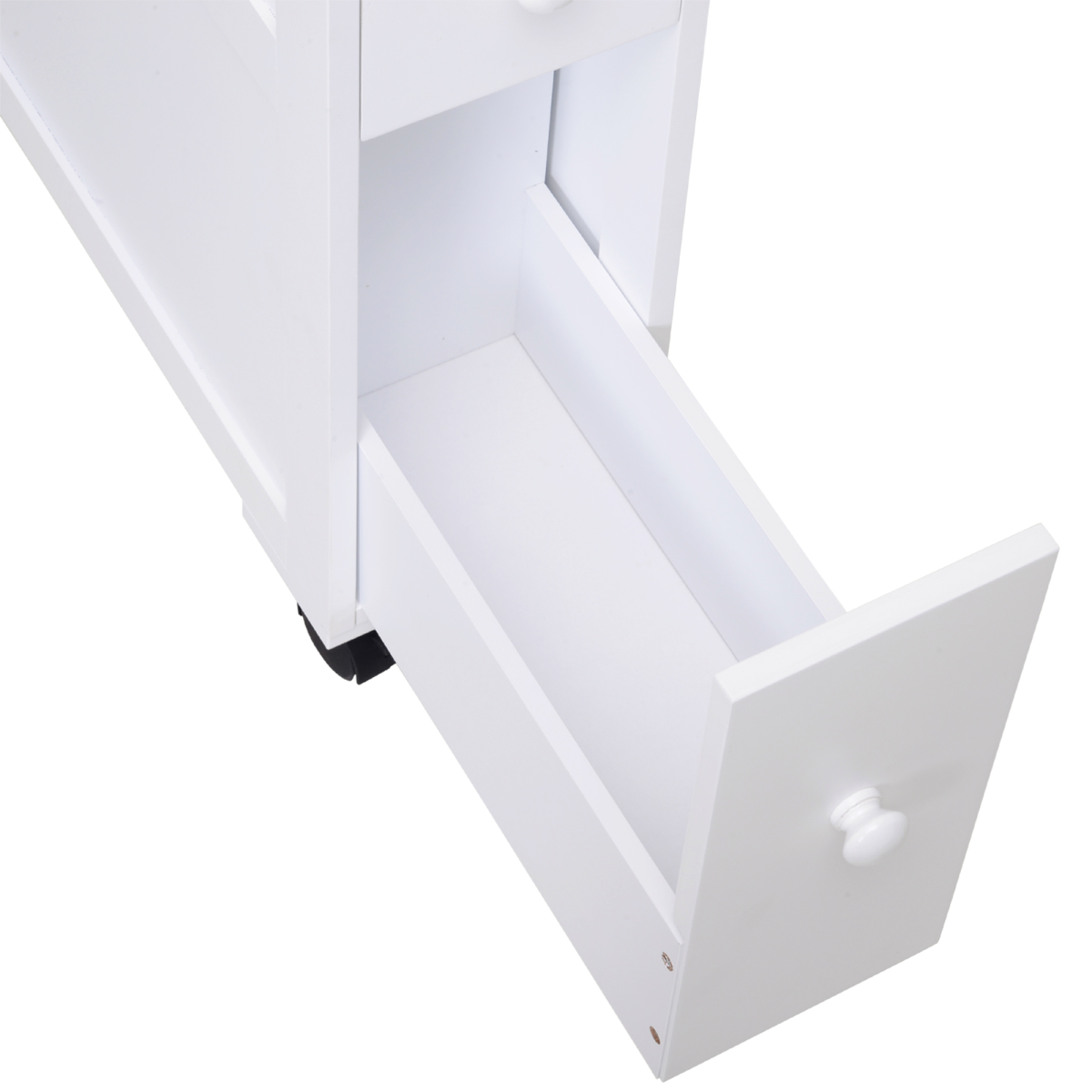 HOMCOM 72x16cm Narrow Bathroom Storage Unit 2 Drawers Open Top 4 Wheels