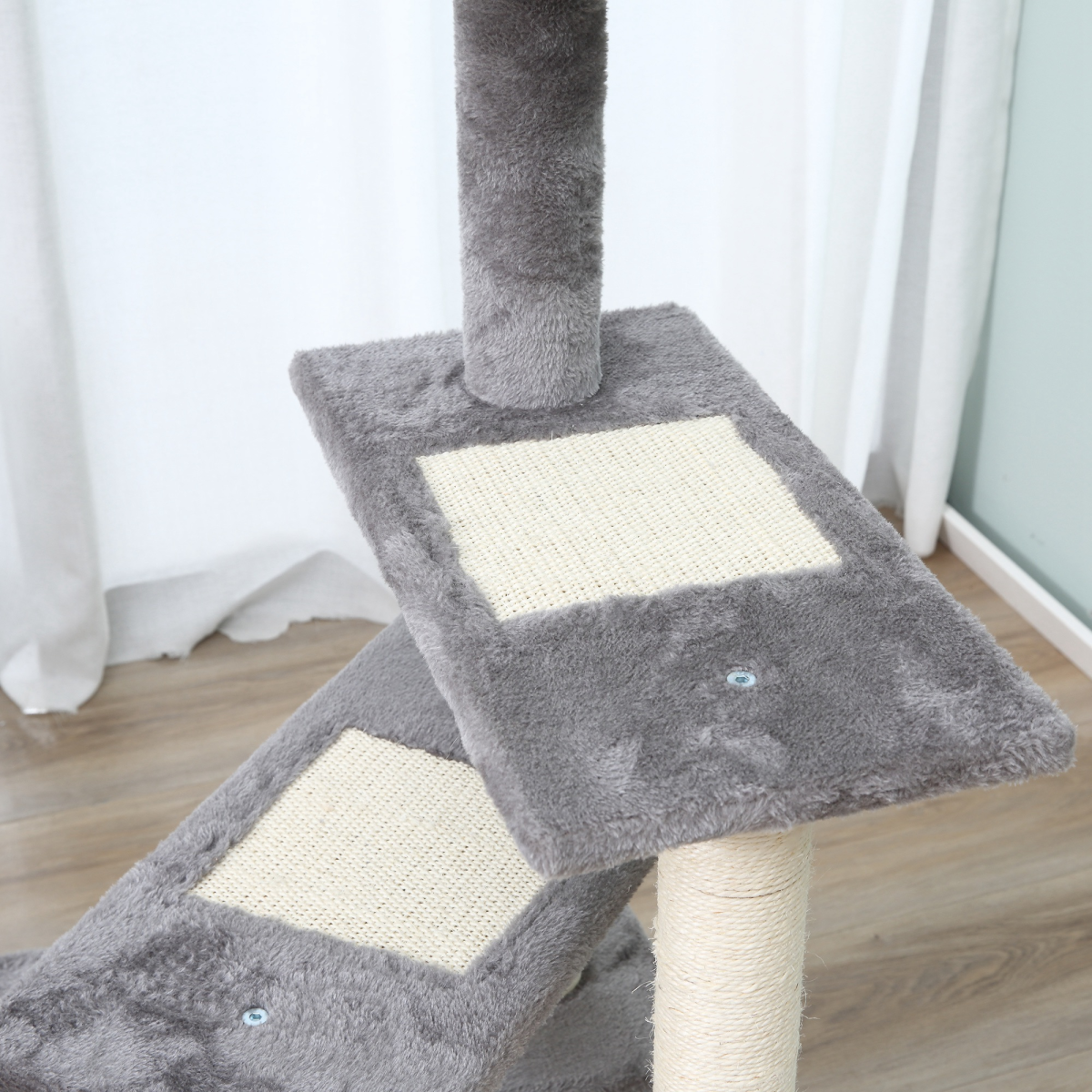 Cat Tree Activity Center Kitten Climbing Tower Scratching Post Plush Pawhut
