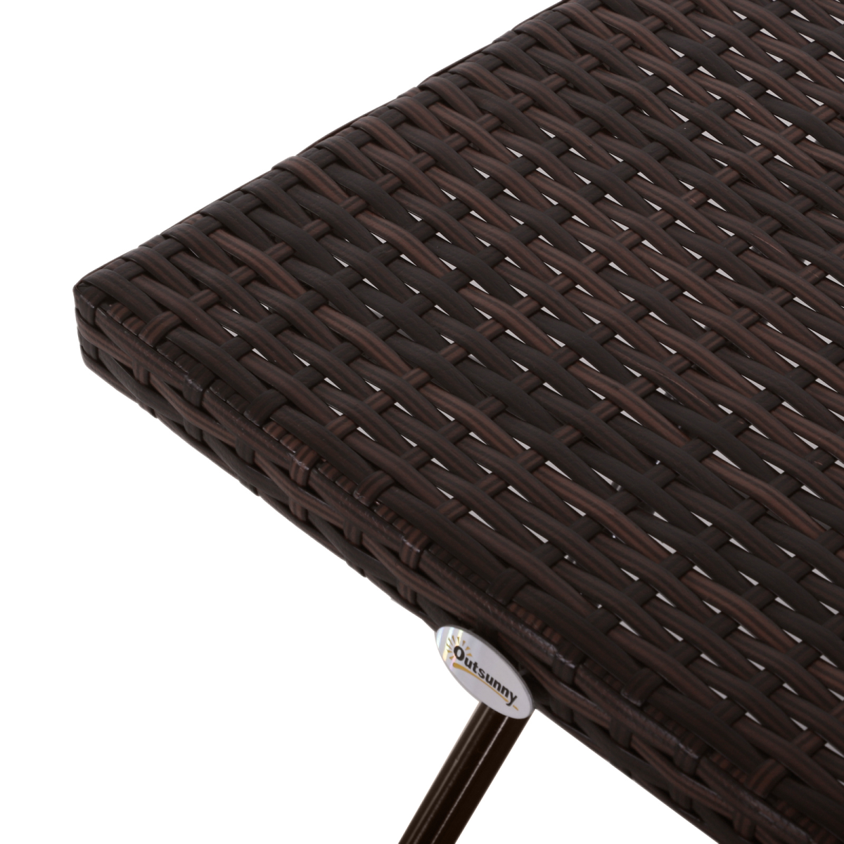 Folding Square Rattan Coffee Table Bistro Balcony Garden Steel Outdoor
