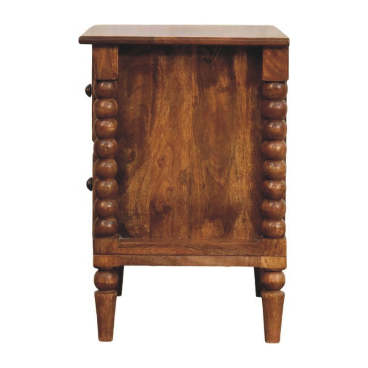 Artisan Furniture Solid Wood Spindle Leg Amber Oak Nightstand, 2 Drawers, Brown