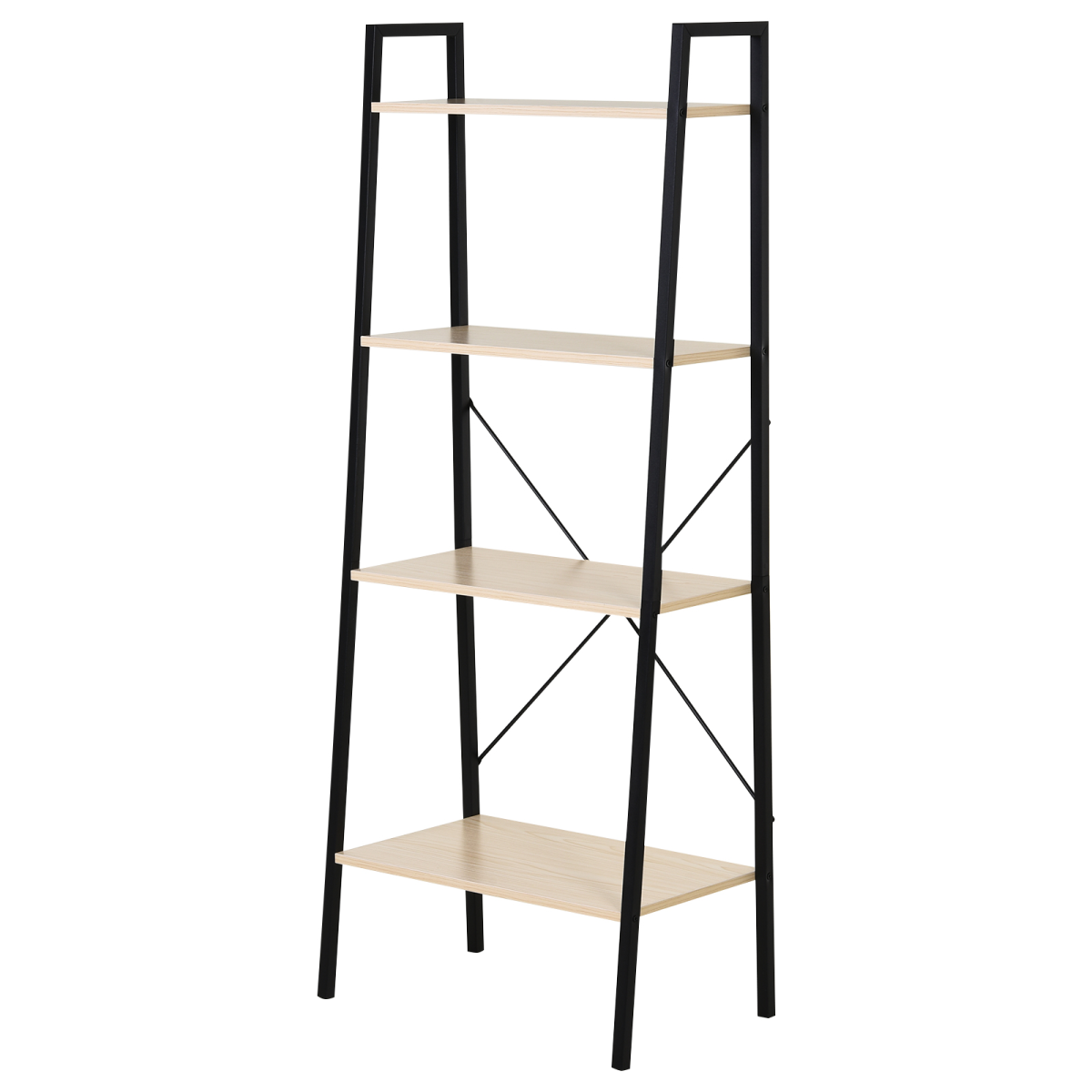 4-Tier Minimalistic Ladder Shelf Unit Steel Frame Home Display Storage