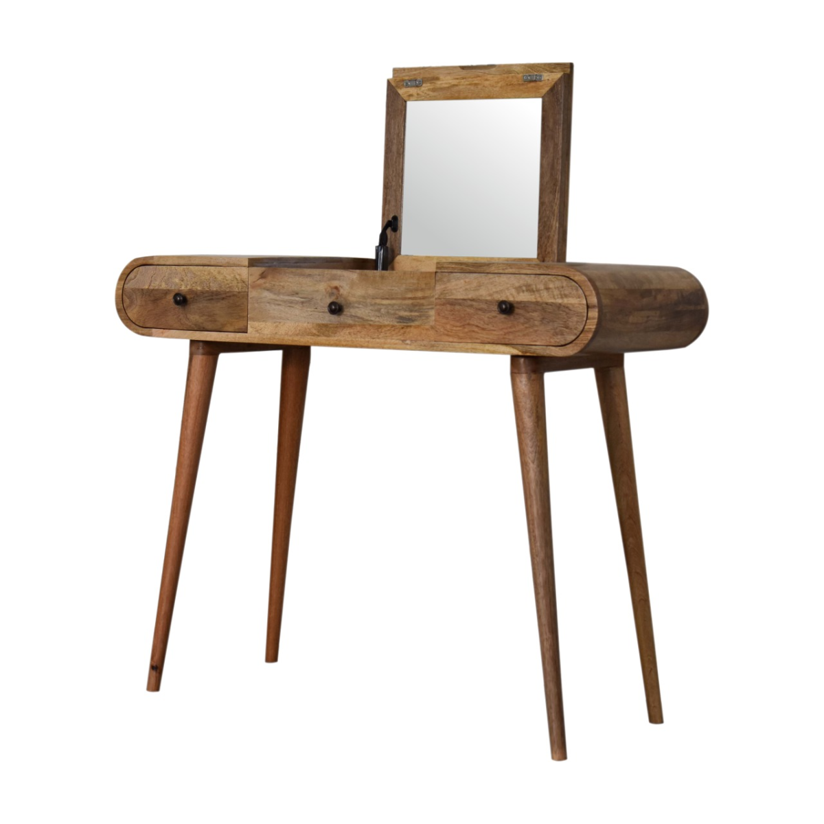 Artisan Furniture Solid Mango Wood Oak-ish Round Dressing Table 100x80x40 cm