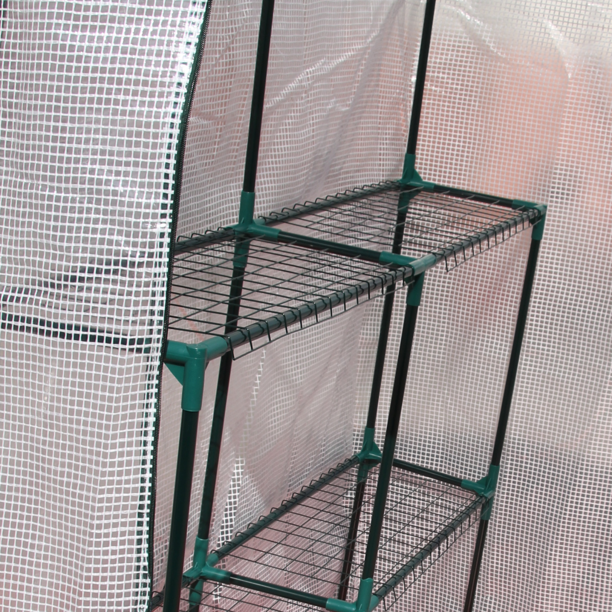 Greenhouse for Outdoor, Gardening 2 Tier Shelf, PE Cover, 143x143x195cm, Green