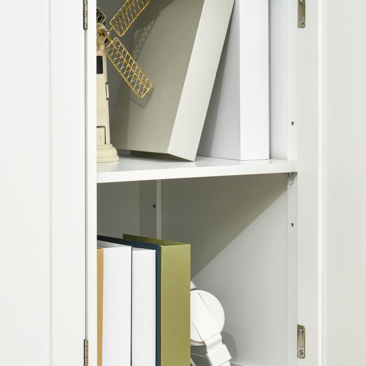 Sideboard with Rubberwood Top, Buffet Drawers and Adjustable Shelves White