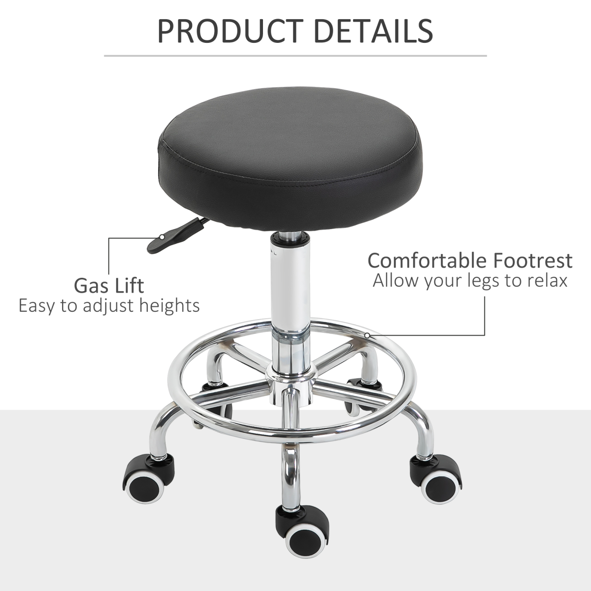 Adjustable Stool PU Leather and Footrest