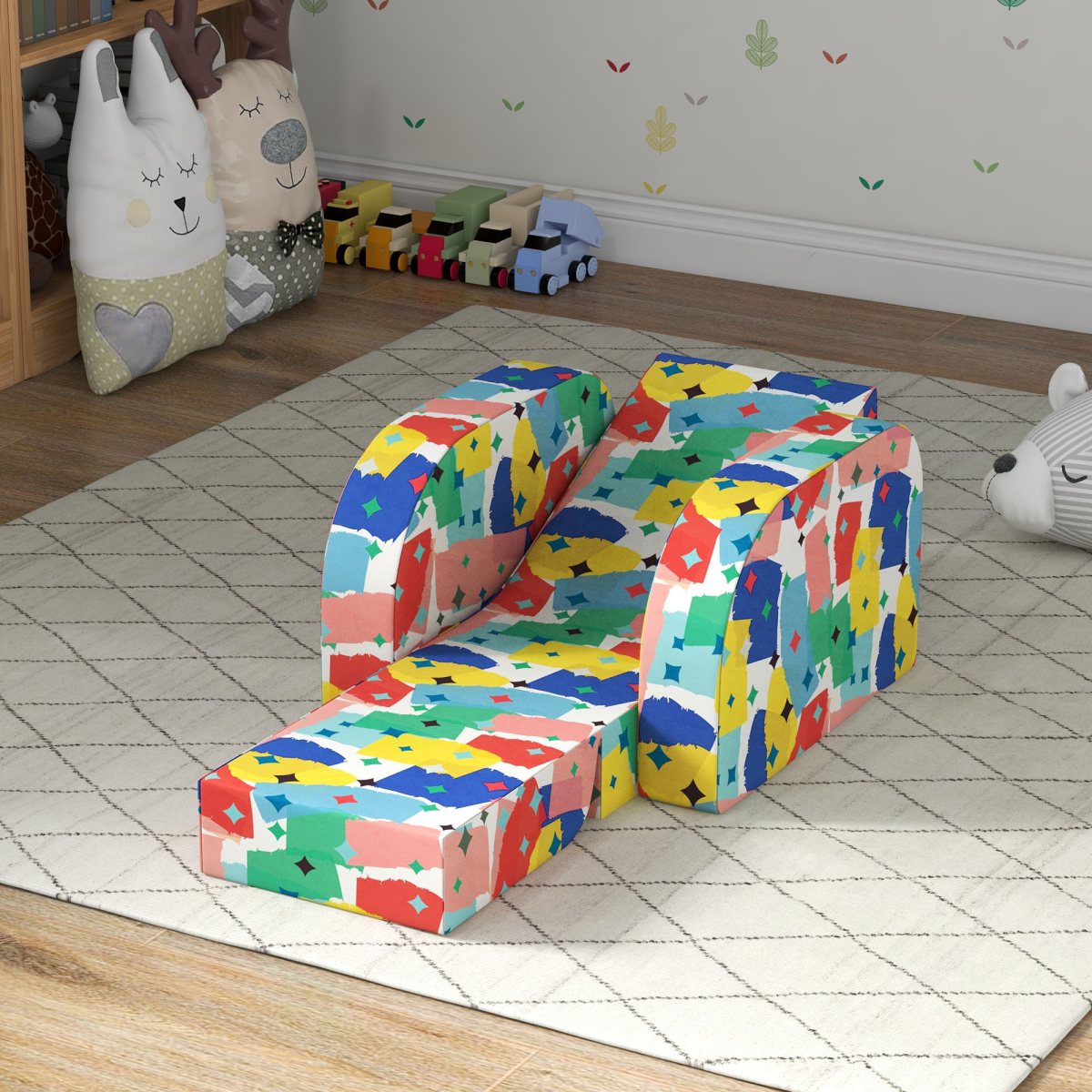 AIYAPLAY Kids Armchair, Foldable Toddler Chair for Bedroom - Multicoloured