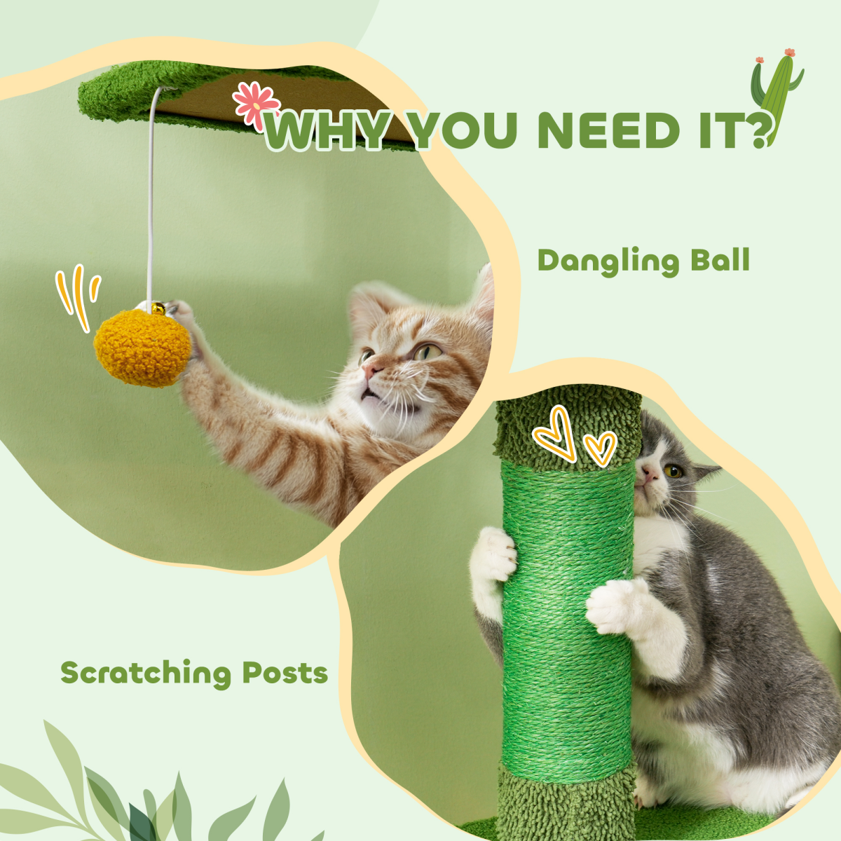 PawHut 230-275cm Floor-to-Ceiling Cat Tree for Indoor Cats with Cat House
