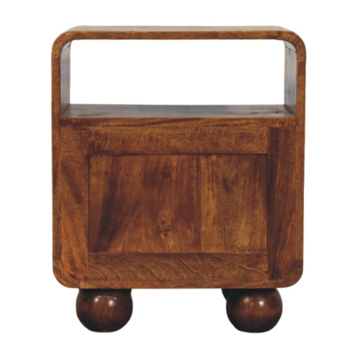 Artisan Furniture Solid Wood Larissa 2 Drawer Chestnut Nightstand, 1 Open Slot, Dark Brown