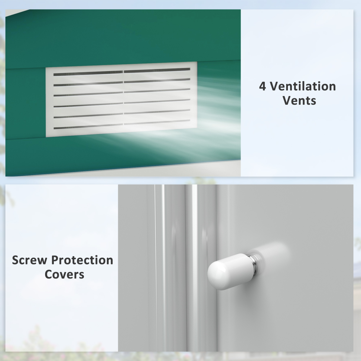 Outsunny Garden Shed Storage Unit w/Locking Door Floor Foundation Vent Green