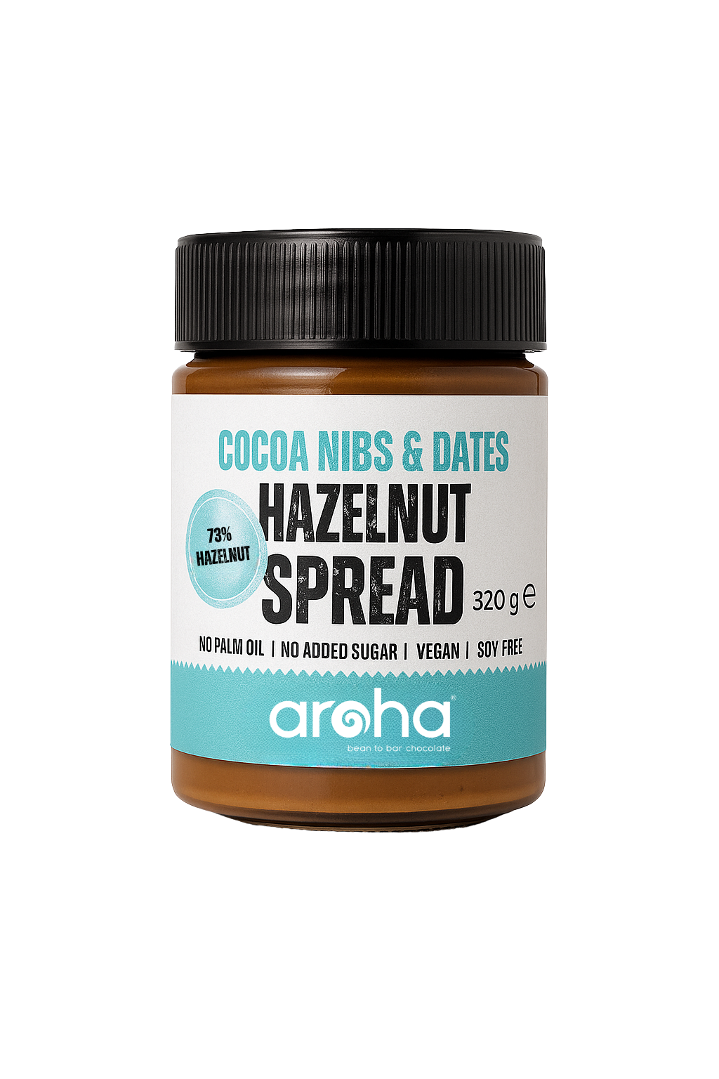 Aroha Cocoa Nib Hazelnut Spread 73% Hazelnut, 320 gr