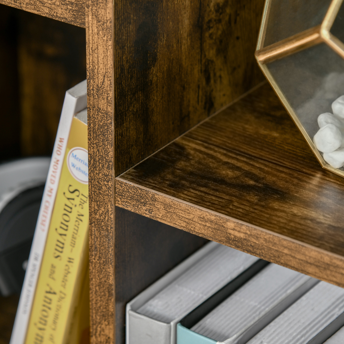 Bookcase IndustrialDisplay Cabinet Cube Storage Rustic Brown
