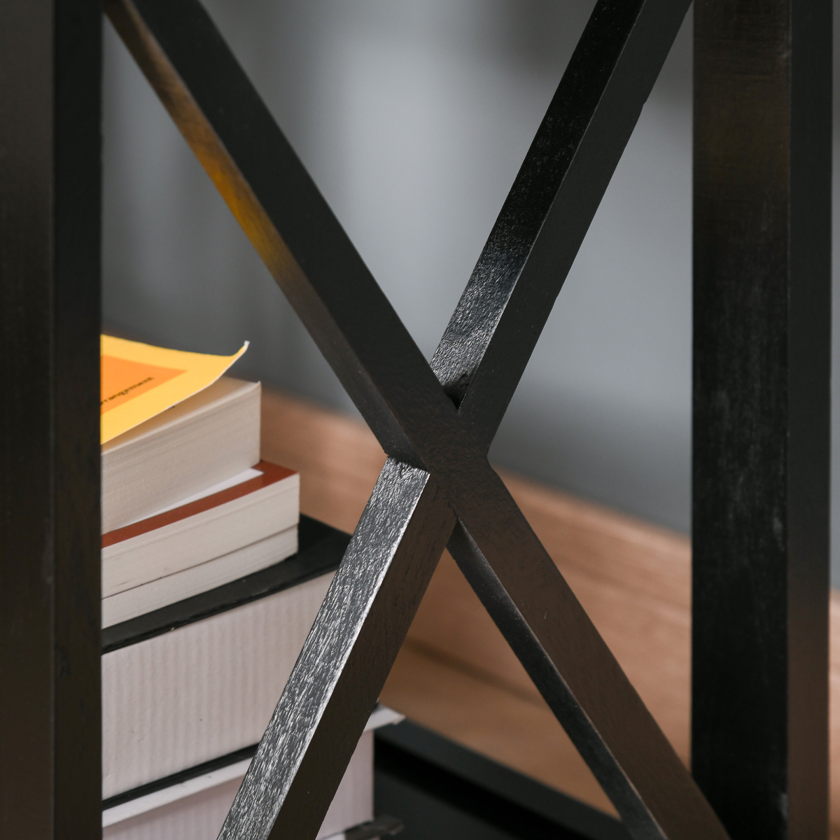 HOMCOM 55cm End Side Table w/ Drawer Shelf Home Storage Furniture Black