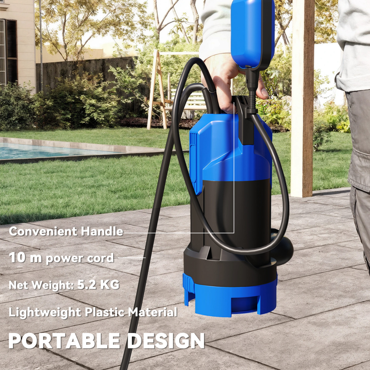 Outsunny 750W Water Pump with Float Switch, 20000L/H Electric Sump Pump