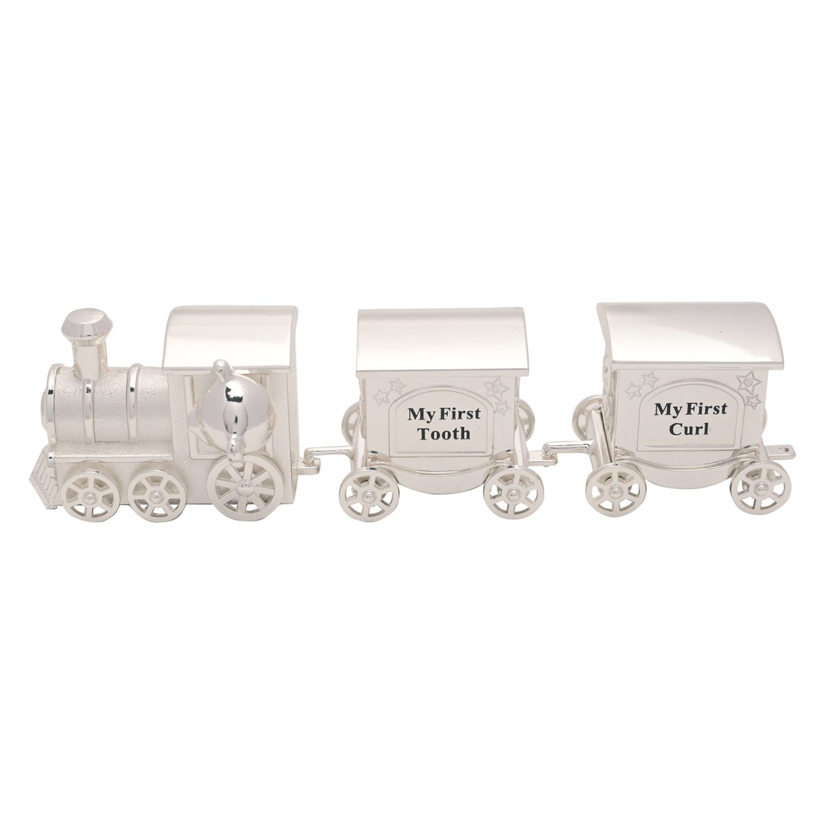 Silverplated First Tooth & Curl Set Train with 2 Carriages