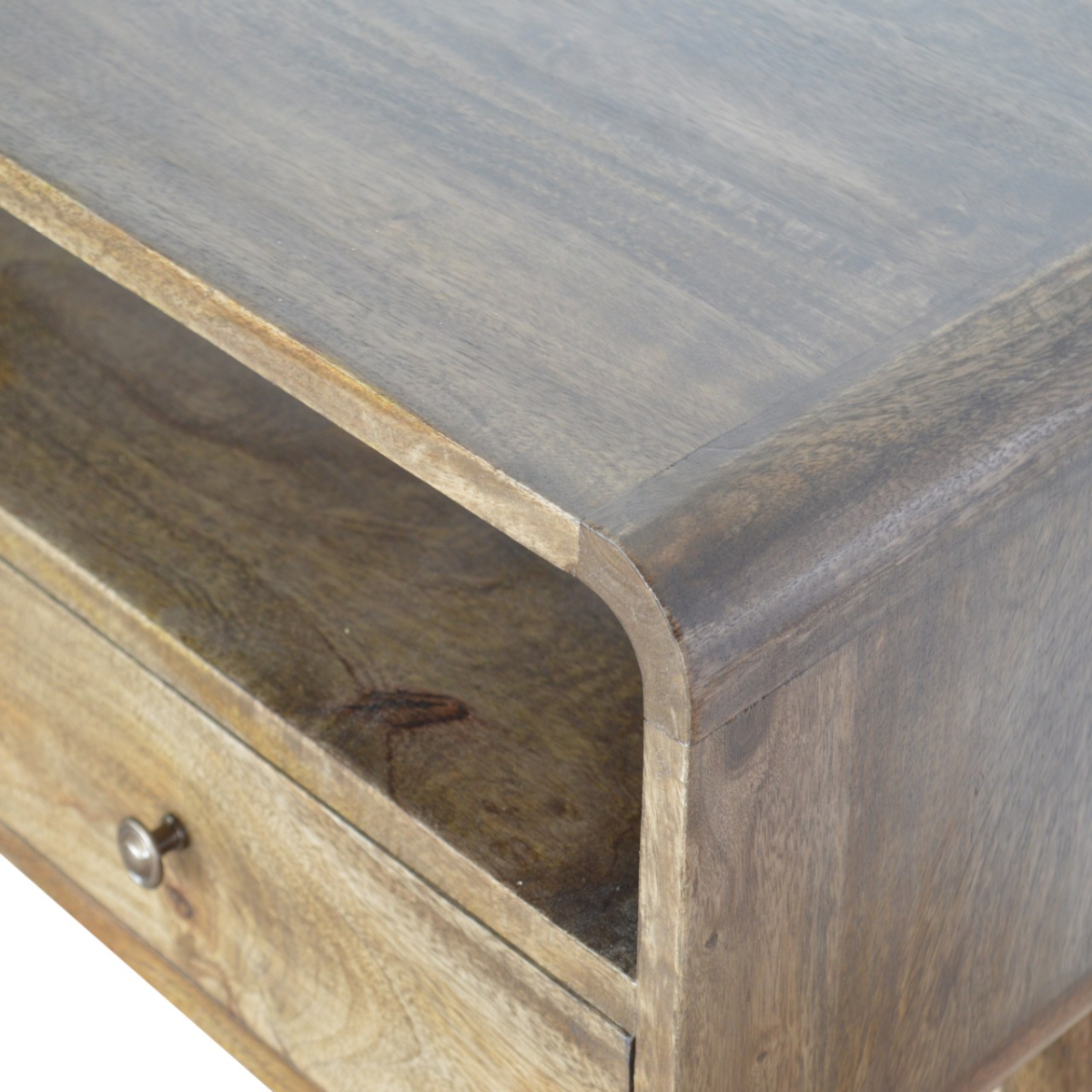 Artisan Furniture Solid Wood Curved Grey-wash Console Table