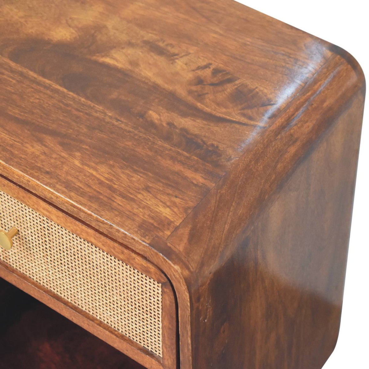 Artisan Furniture Solid Wood Chestnut Open Woven Bedside