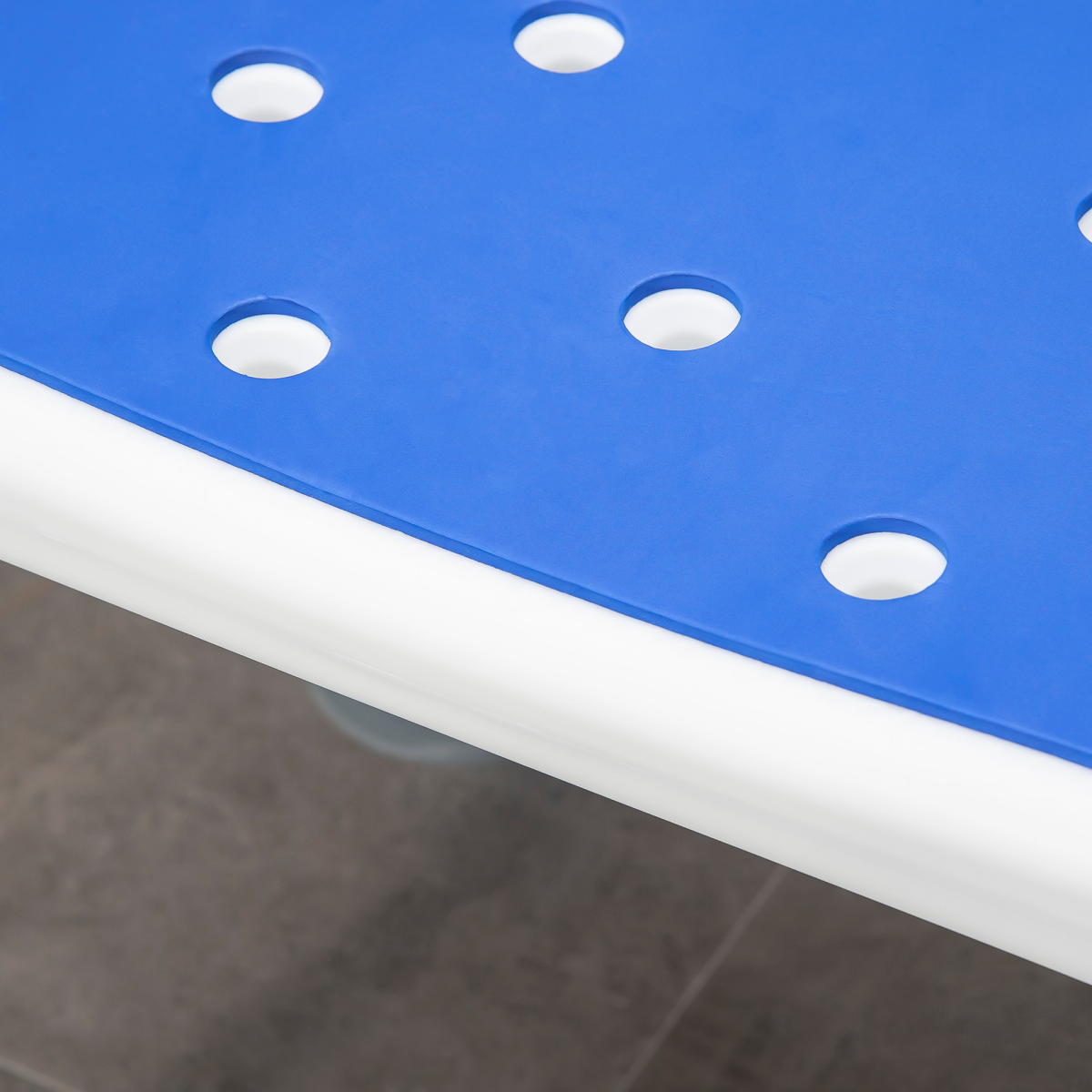 EVA Padded Shower Stool with Back and Arms 4 Suction Foot Pads Blue HOMCOM