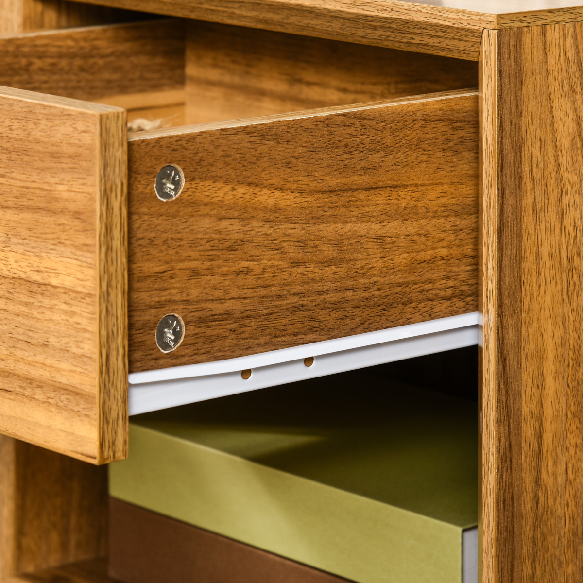 HOMCOM Bedside Table Storage Organizer Side Table  Drawer and Shelf Bedroom