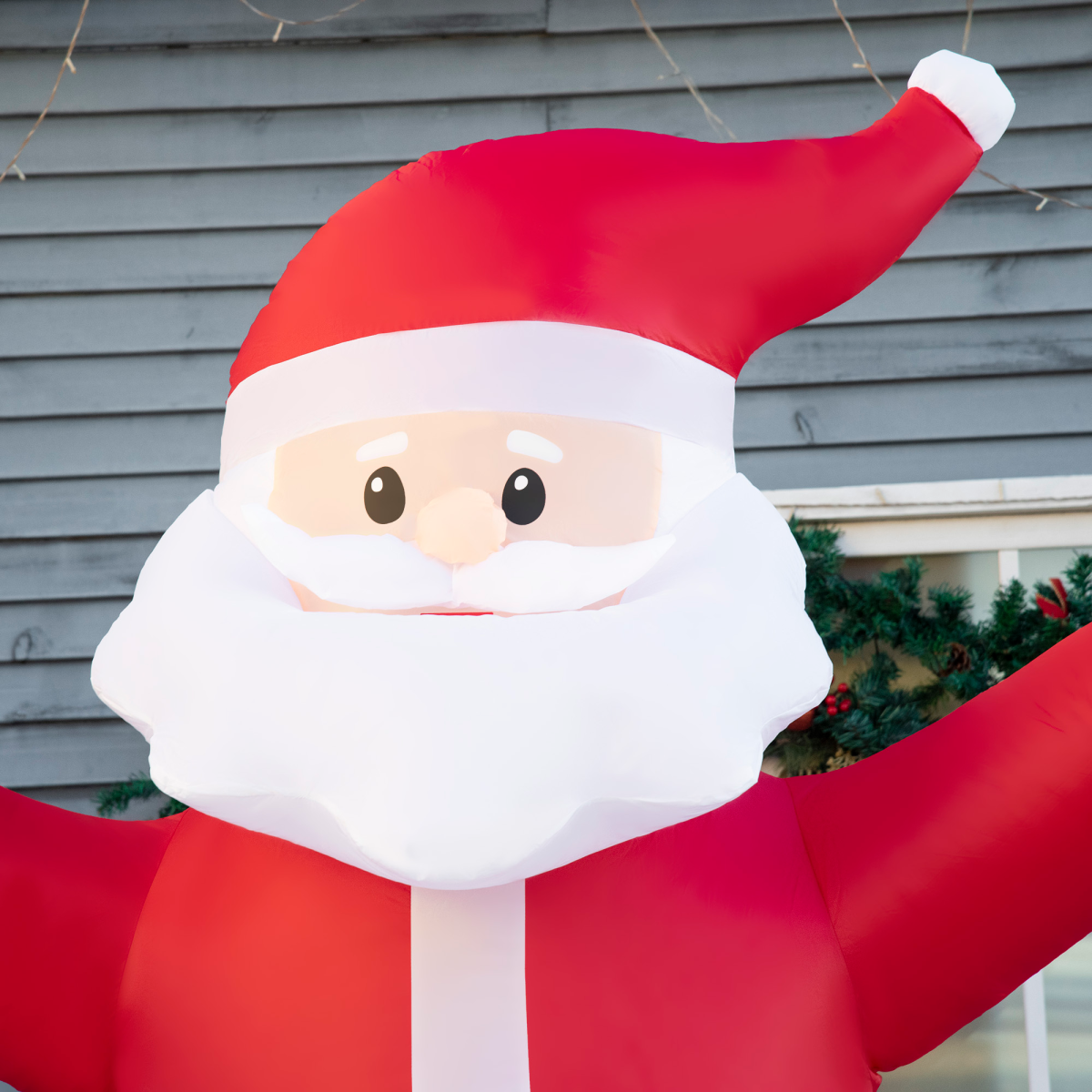 Outsunny 8' Inflatable Christmas Santa Claus Holds Light Sign of Blessings LED