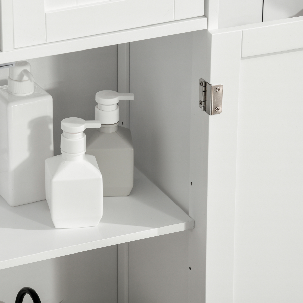 Bathroom Floor Cabinet  2 Drawers Adjustable Shelf White Removable