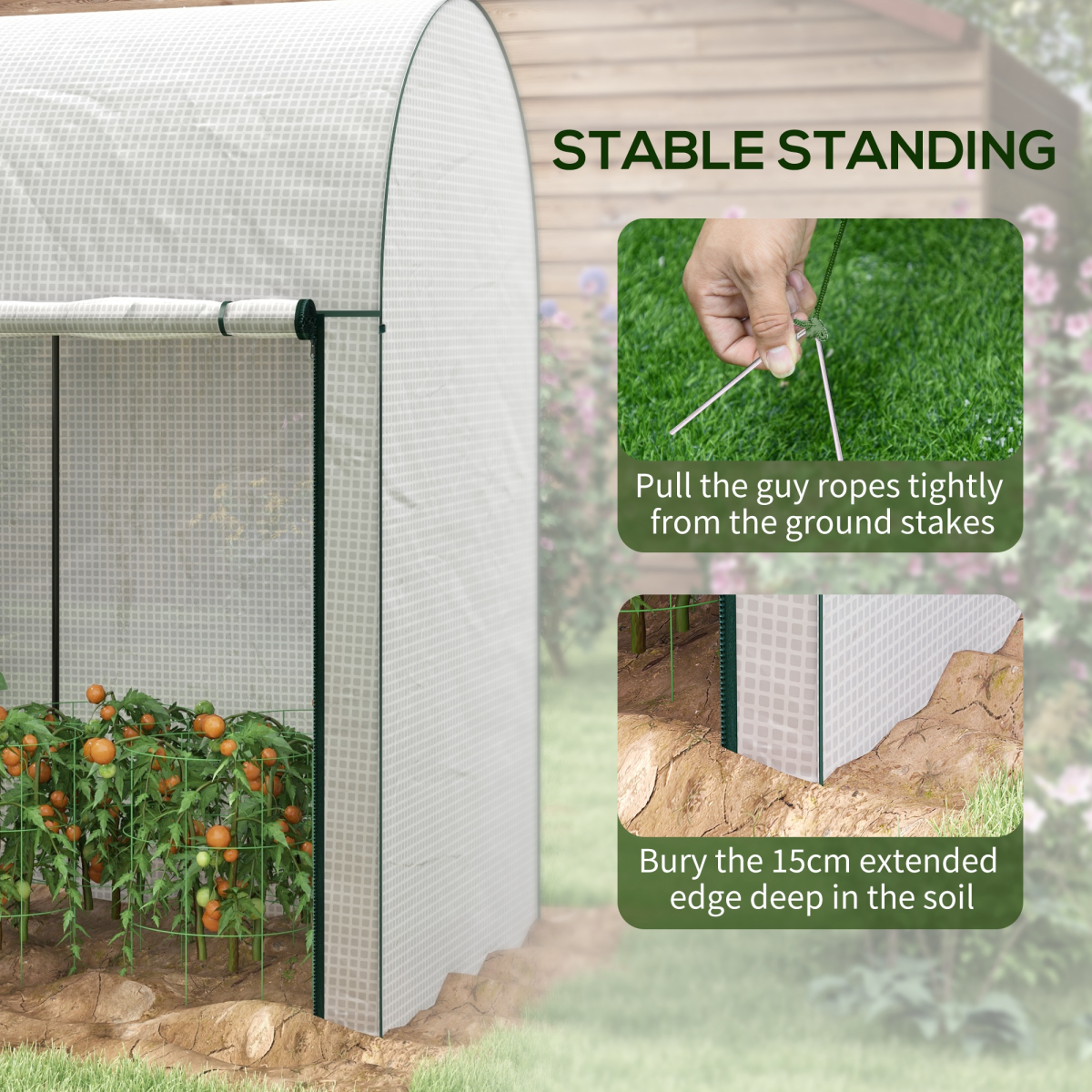 Outsunny 200 x 100 x 178cm Small Tomato Greenhouse with Roll-up Zipped Doors
