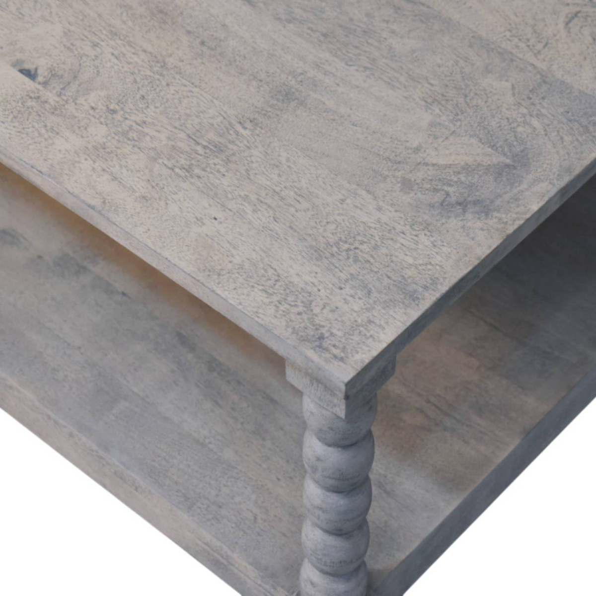 Artisan Furniture Solid Wood Barclay Acid Wash Coffee Table, 1 Shelf, Beige