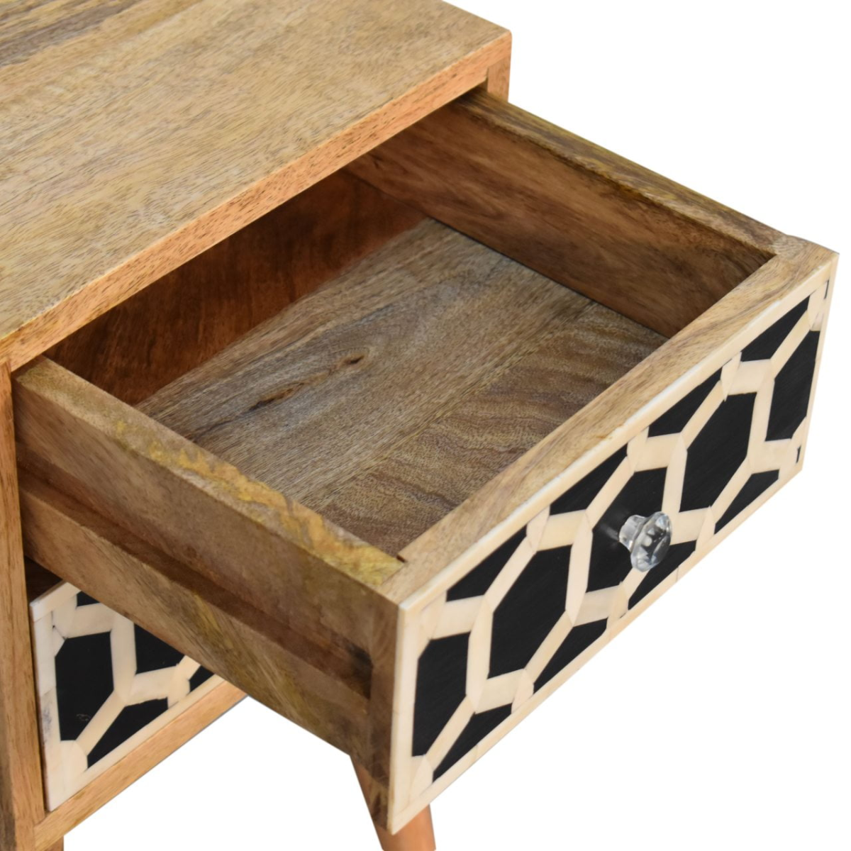 Artisan Furniture Solid Wood Mini Bone Inlay 2 Drawer Bedside