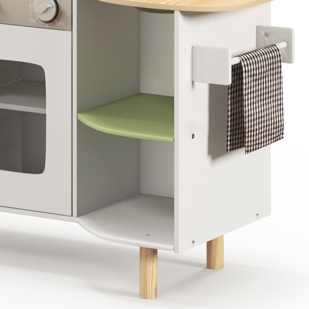 AIYAPLAY Toy Kitchen Playset with Phone, Ice Maker, Stove, Sink - White