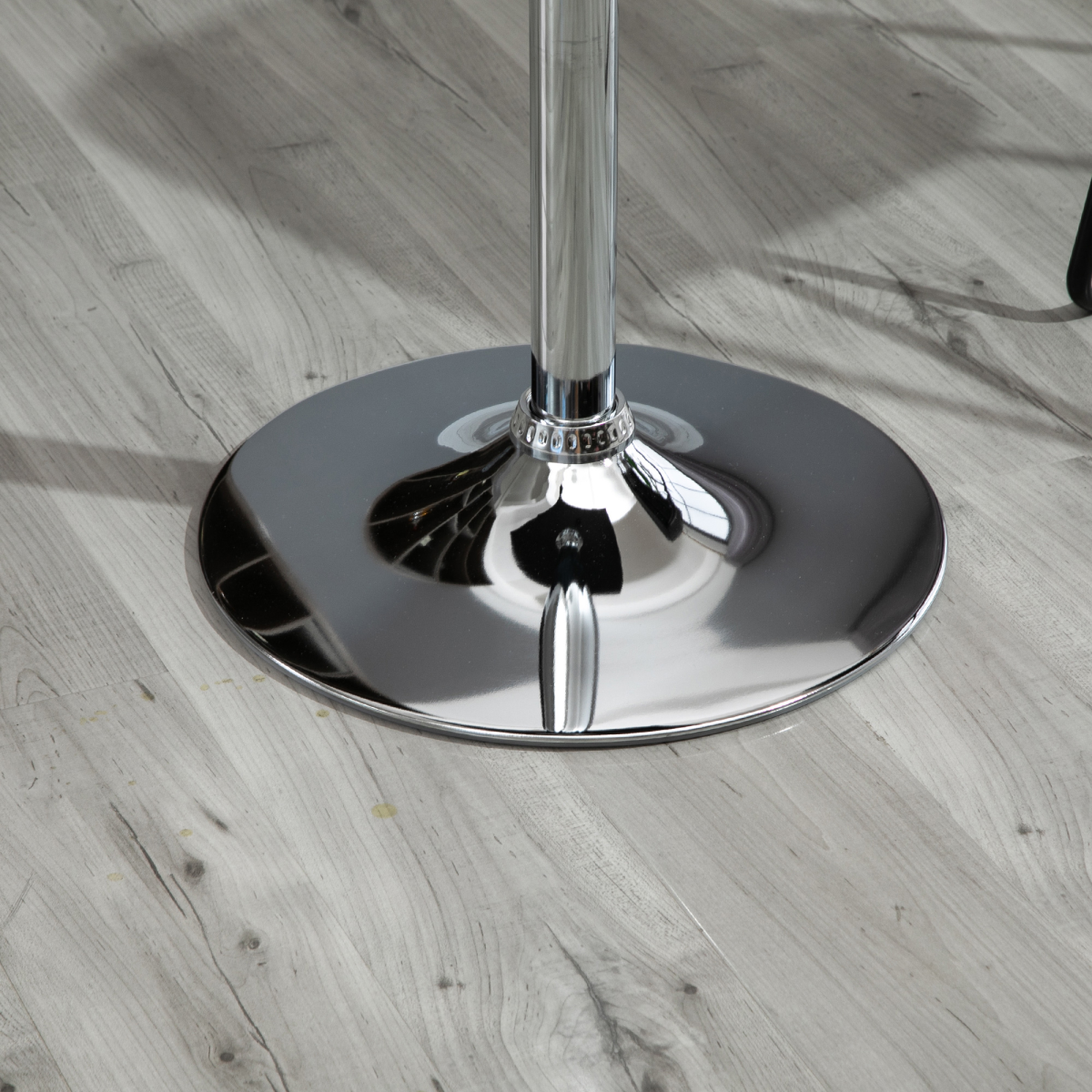 Modern Adjustable Counter Bar TableBlack and Silver Frame