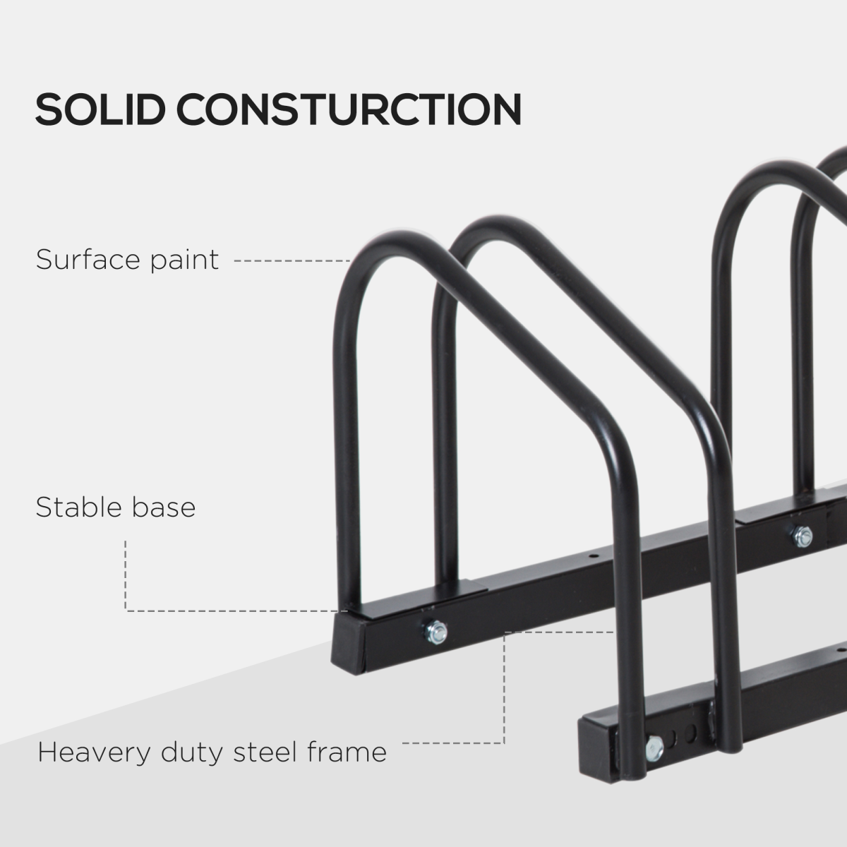 Bike Parking Rack Bicycle Locking Storage Stand for 3 Cycling Black HOMCOM