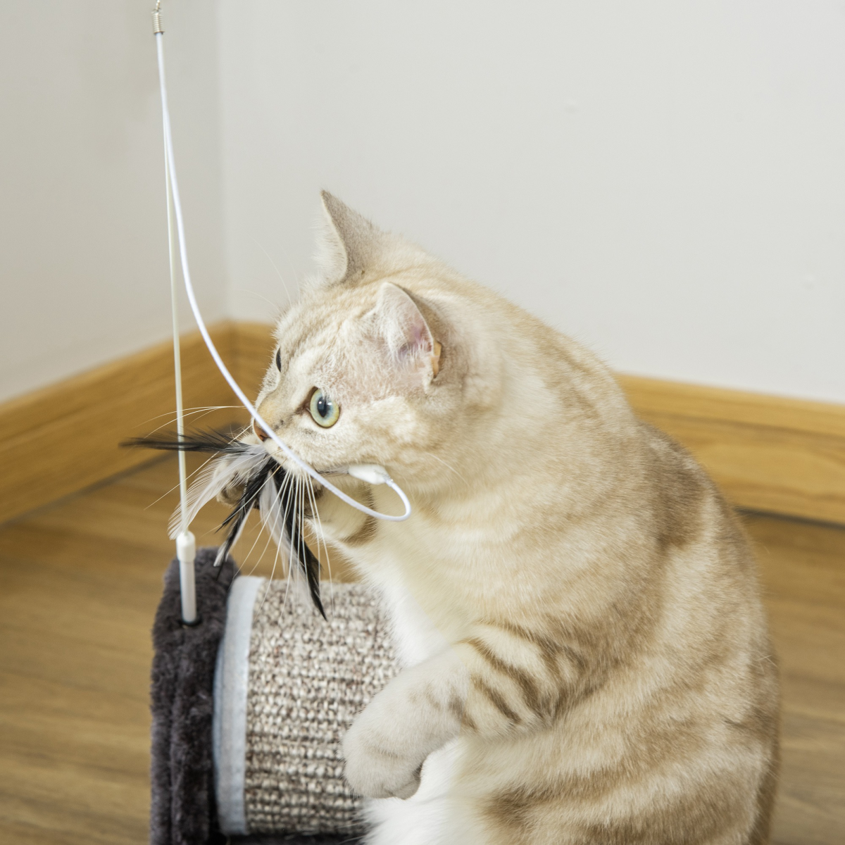Cat Scratcher Sisal Scratching Pad Mat Board Kitten Toy w/ Roller Feather Teaser