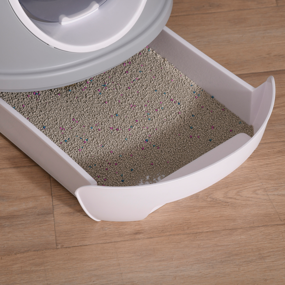 Cat Litter Box Pet Toilet With Litter Scoop Enclosed Drawer Skylight Grey