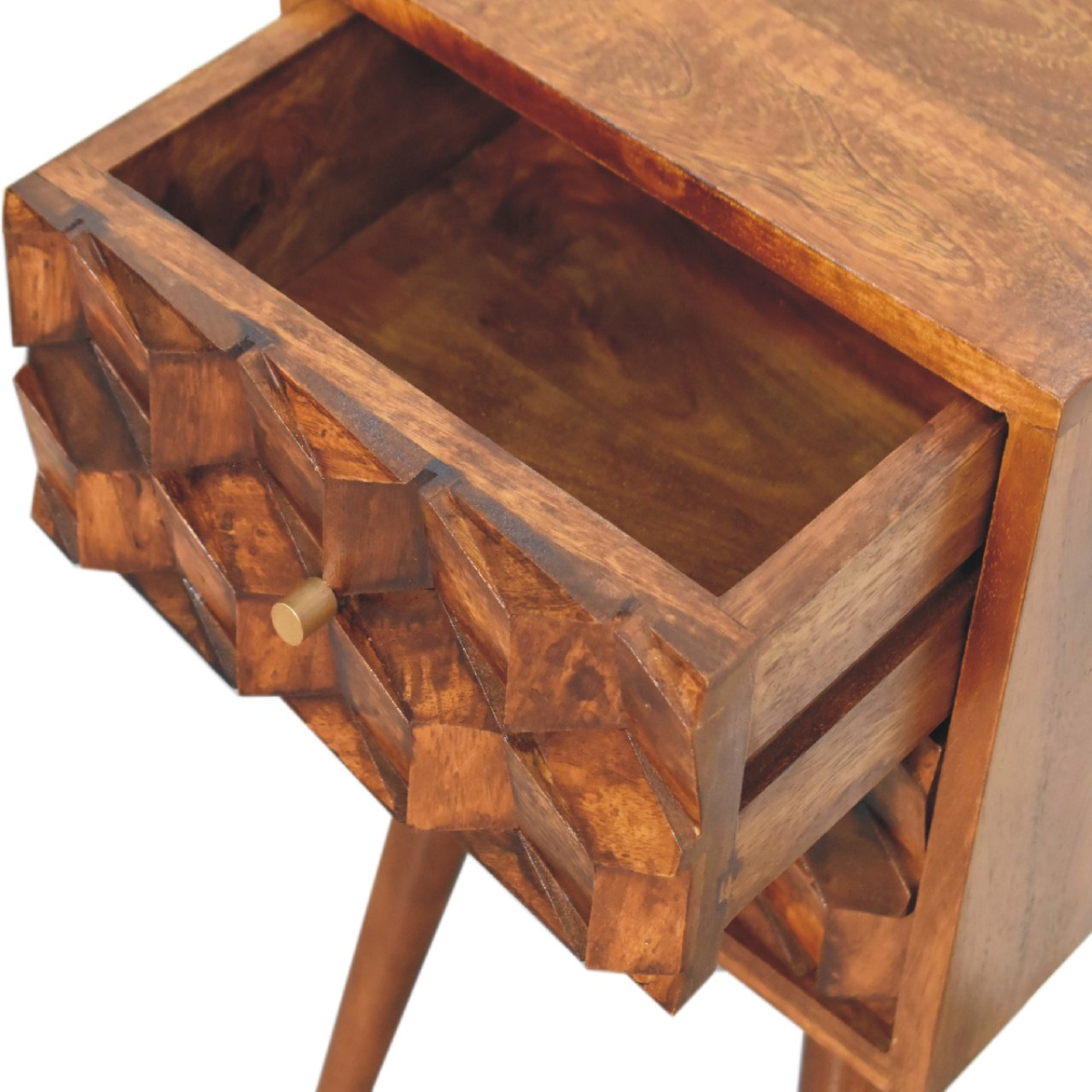 Artisan Furniture Solid Wood Mini Chestnut Cube 2 Drawer Bedside