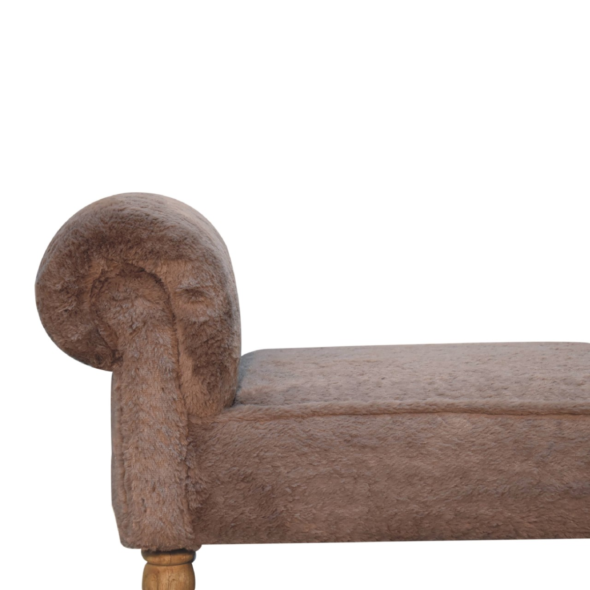 Artisan Furniture Solid Wood Mocha Faux Fur Bedroom Bench