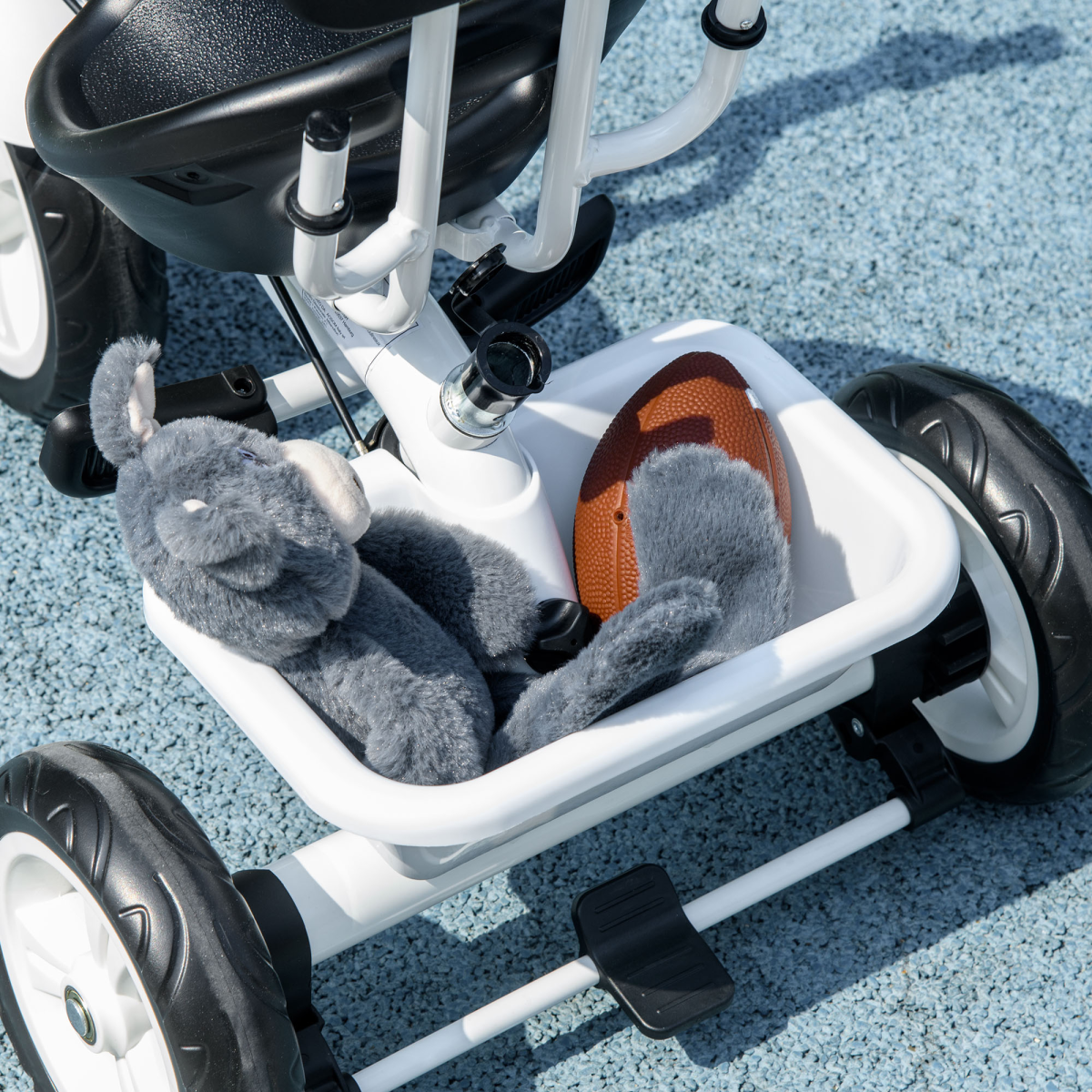 HOMCOM 6 in 1 Kids Tricycle w/ Removable Handle for 1.5 year, White
