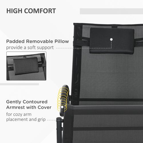 Outsunny Patio Rocking Lounge Chair Zero Gravity Chaise w/ Padded Pillow