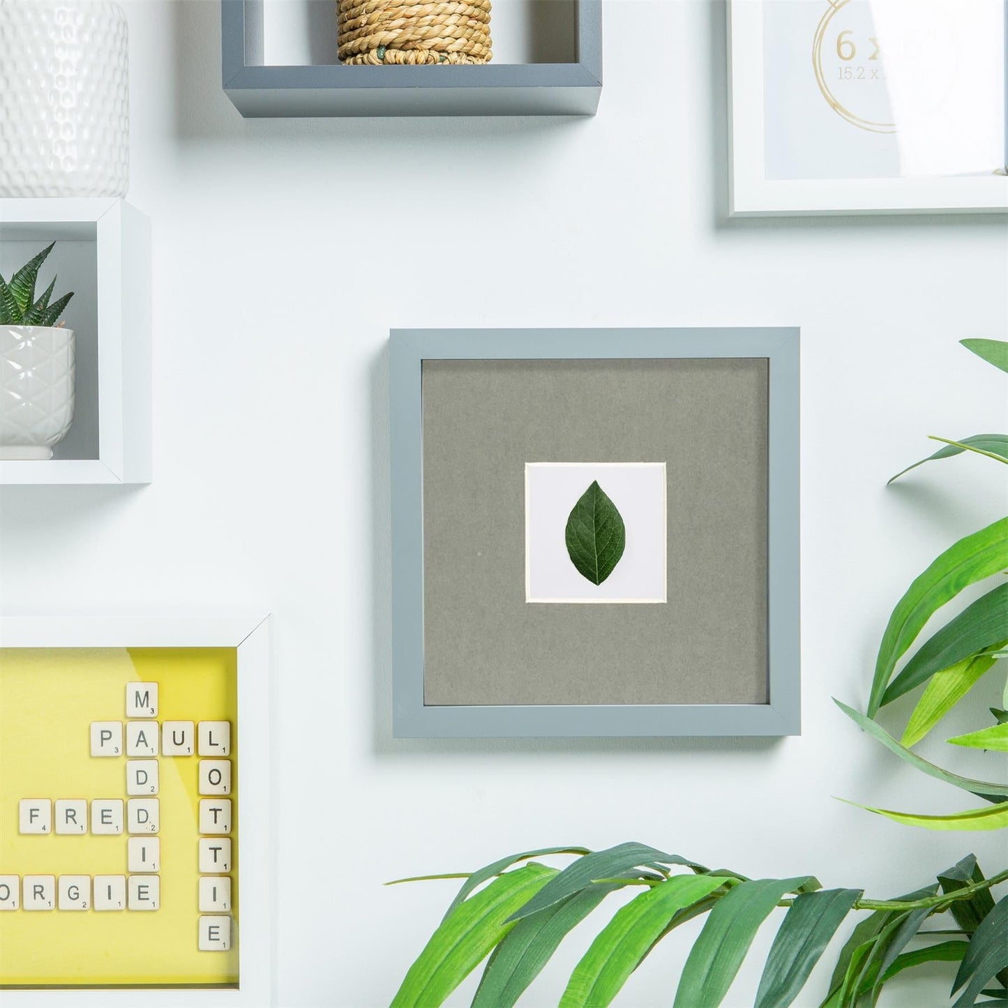 Grey 6" x 6" 3D Box Photo Frame with 2" x 2" Mount