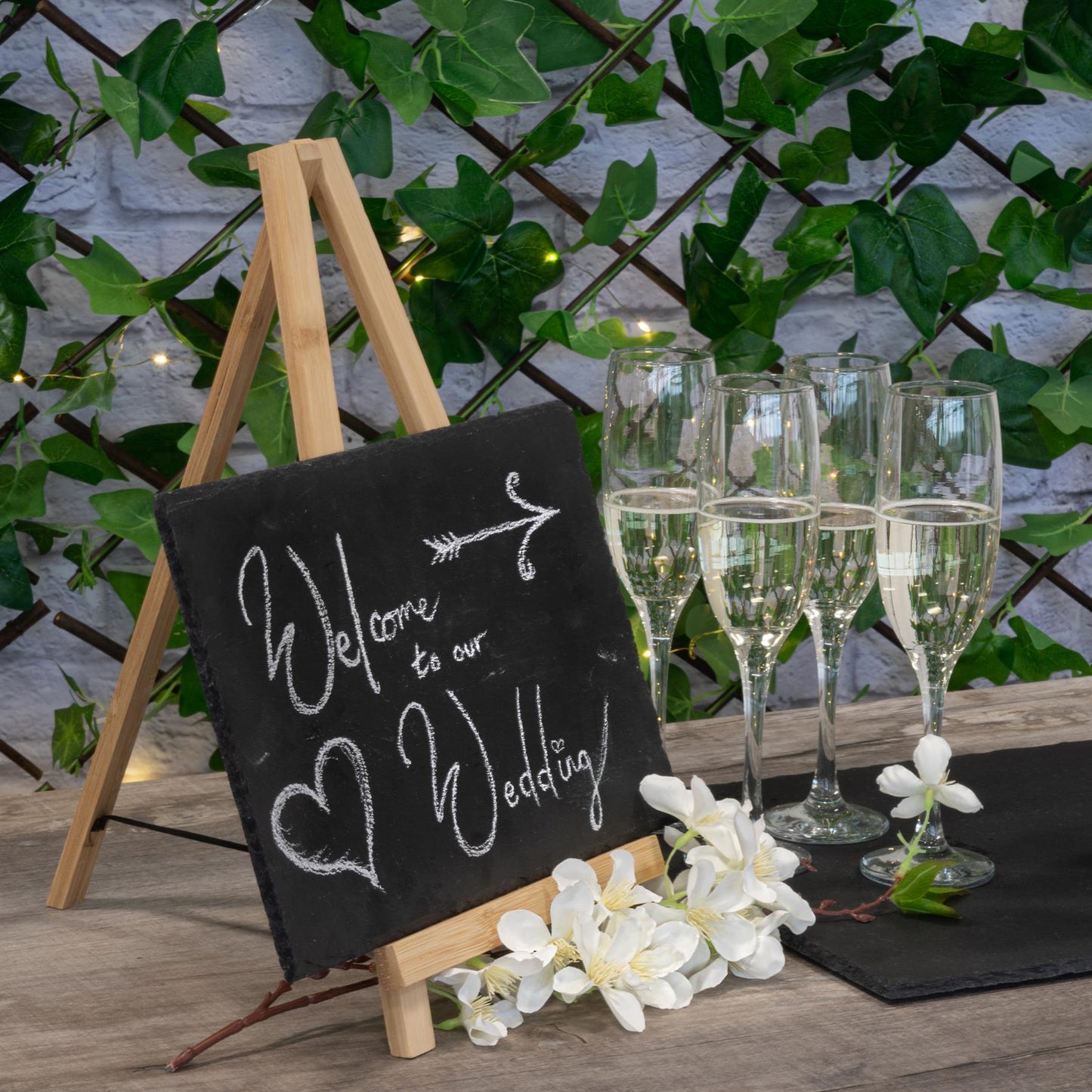 2pc Wooden Table Easel & Slate Board Set