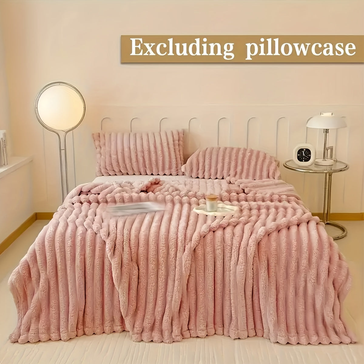 Luxurious Faux Rabbit Fur Double-Sided Throw Blanket - Warm, Soft & Cozy for Naps, Office, Outdoor Camping & Sofa Use - Machine Washable