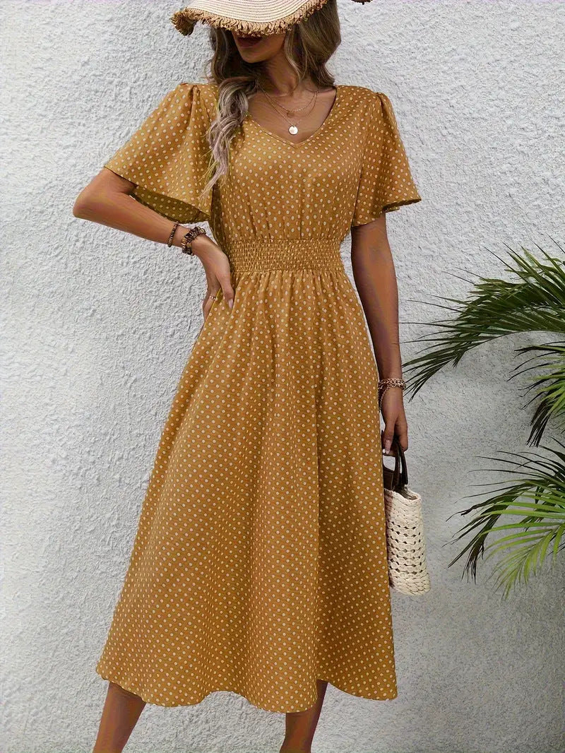 Women's Small Floral Print Short Sleeve Dress