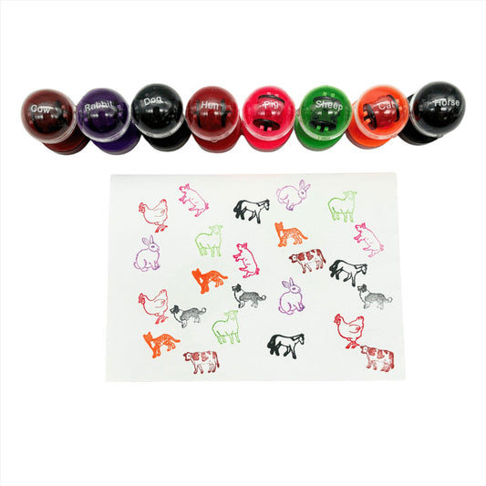Double Sided Self Inking Farm Animal Stamper with Roller (single)