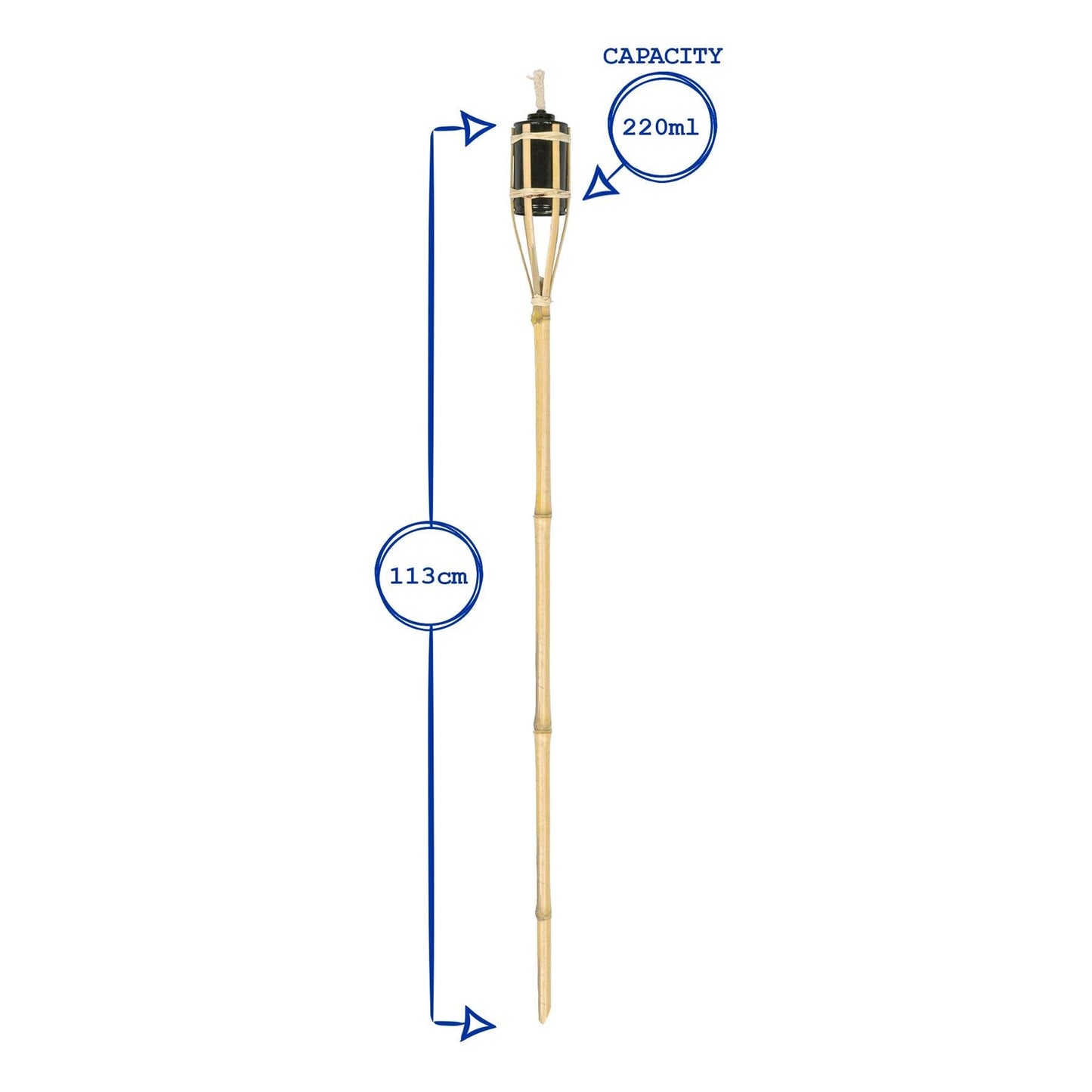 Black Bamboo 113cm Garden Fire Torches - Pack of Six